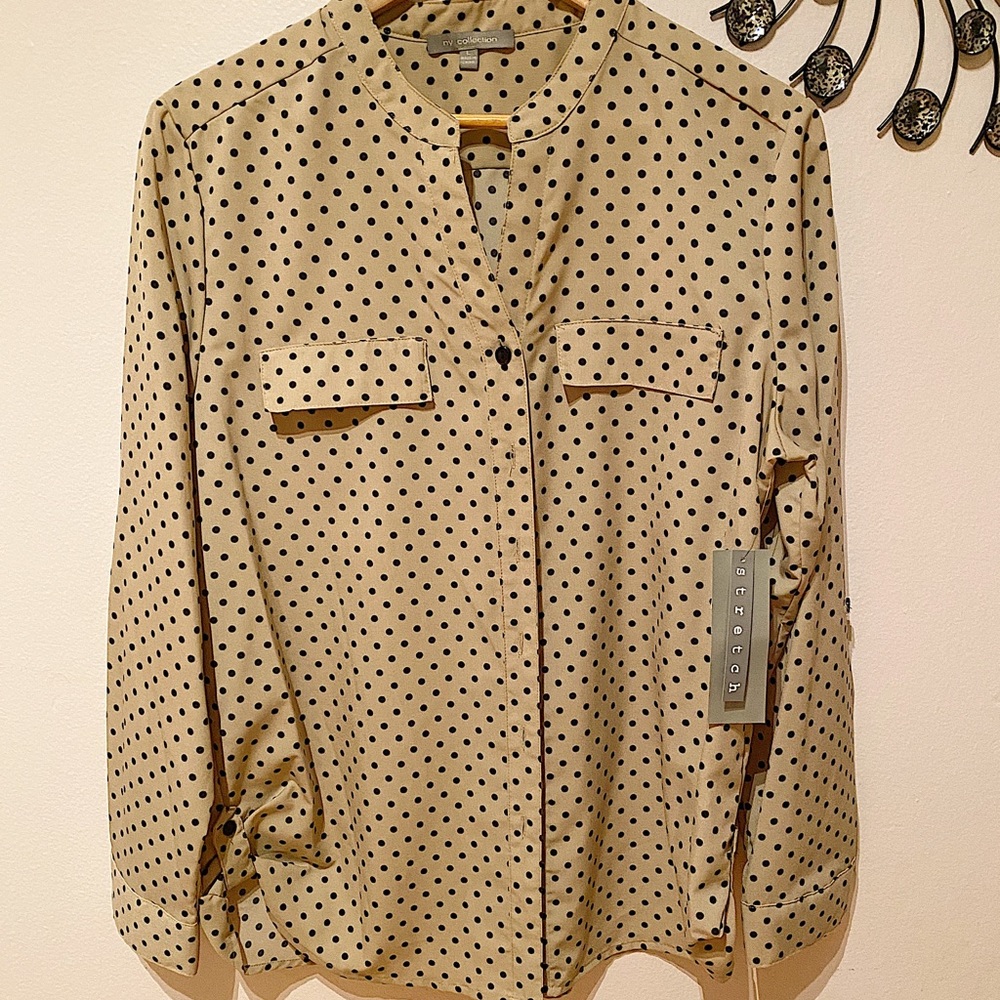 flair polka dot blouse.